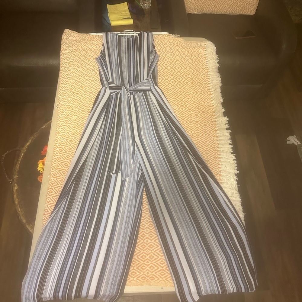 Elle Black and White Striped Jumpsuit